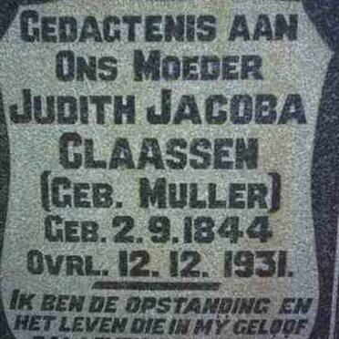 CLAASSEN Judith Jacoba nee MULLER 1844-1931