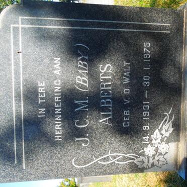 ALBERTS J.C.M. nee V.D. WALT 1931-1975