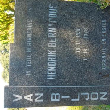 BILJON Hendrik Bernardus, van 1931-1976