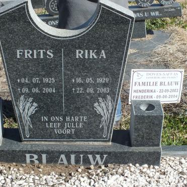 BLAUW Frederik 1925-2004 &amp; Henderika 1929-2003