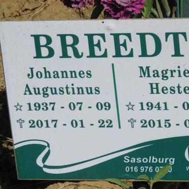 BREEDT Johannes Augustinus 1937-2017 &amp; Magrieta Hester 1941-2015