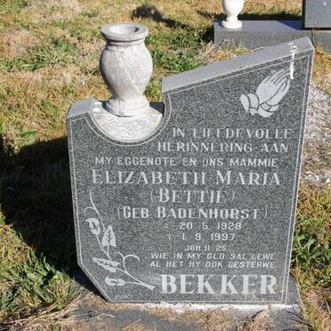 BEKKER Elizabeth Maria nee BADENHORST 1928-1997