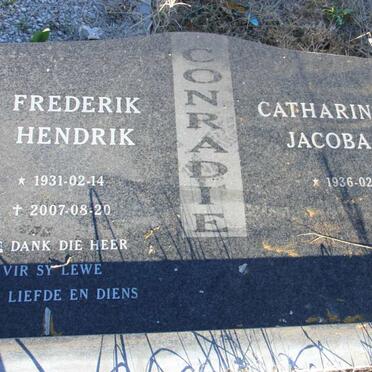CONRADIE Frederik Hendrik 1931-2007 &amp; Catharina Jacoba 1936-