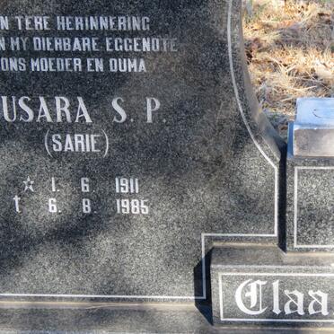 CLAASSEN Nicolaas 1909-1989 &amp; Susara S.P. 1911-1985
