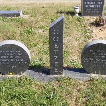 COETZEE Jacobus Johannes 1925-1987 &amp; Anna Magaretha 1930-1993 