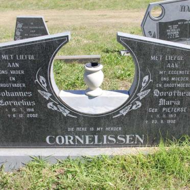 CORNELISSEN Johannes Cornelius 1916-2002 &amp; Dorothea Maria PIETERSE 1917-1992