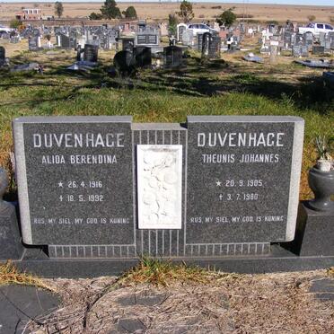 DUVENHAGE Theunis Johannes 1905-1980 &amp; Alida Berendina 1916-1992