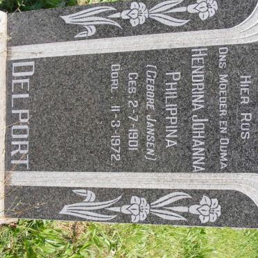 DELPORT Hendrina Johanna Philippina nee JANSEN 1901-1972