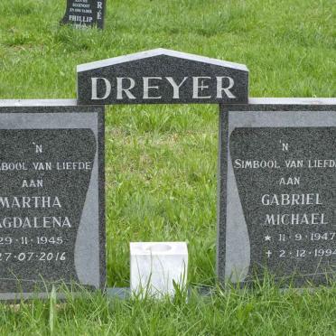 DREYER Gabriel Michael 1947-1994 &amp; Martha Magdalena 1945-2016