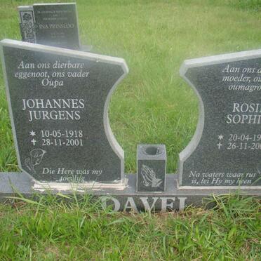DAVEL Johannes Jurgens 1918-2001 &amp; Rosie Sophia 1921-2008 