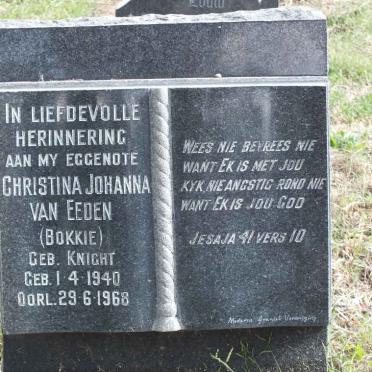EEDEN Christina Johanna, van nee KNIGHT 1940-1968