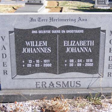 ERASMUS Willem Johannes 1911-2002 &amp; Elizabeth Johanna 1918-2002