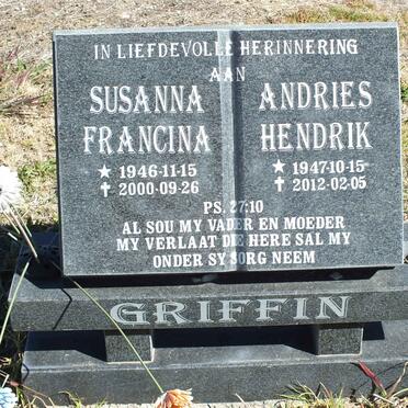 GRIFFIN Andries Hendrik 1947-2012 &amp; Susanna Francina 1946-2000