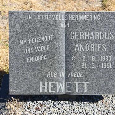 HEWETT Gerhardus Andries 1930-1991