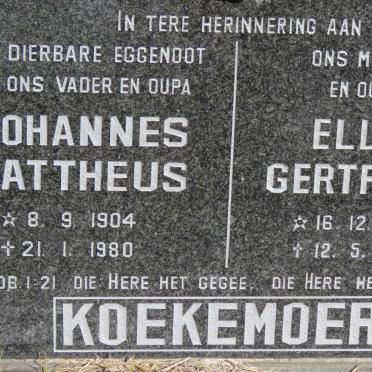 KOEKEMOER Johannes Mattheus 1904-1980 &amp; Ella Gertruida 1906-1996