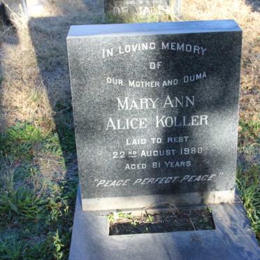 KOLLER  Mary Ann Alice -1980