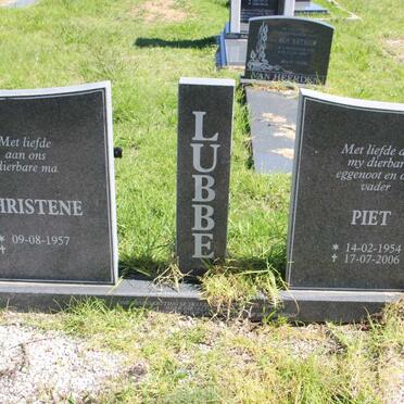 LUBBE Piet 1954-2006 &amp; Christene 1957-