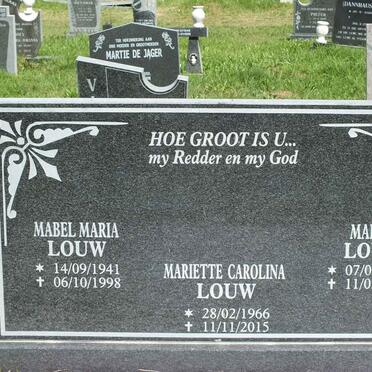 LOUW Marius 1939-2004 &amp; Mabel Maria 1941-1998 :: LOUW Mariette Carolina 1966-2015