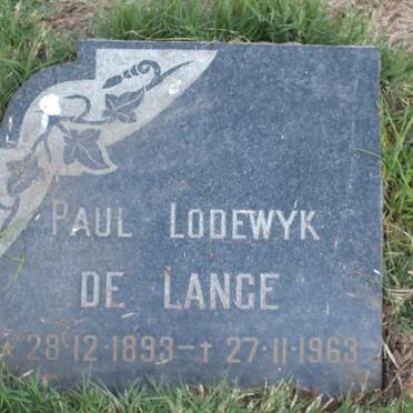 LANGE Paul Lodewyk, de 1893-1963