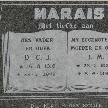 MARAIS D.C.J. 1916-2002 &amp; J.M. 1920-1992