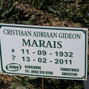MARAIS Christiaan Adriaan Gideon 1932-2011 &amp; Dina Carolina Magdalena 1931-2017