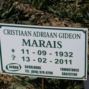 MARAIS Christiaan Adriaan Gideon 1932-2011 &amp; Dina Carolina Magdalena 1931-2017