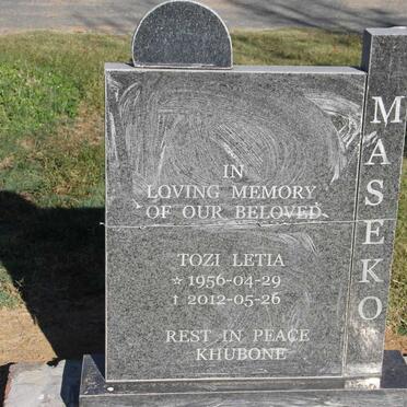 MASEKO Tozi Letia 1956-2012