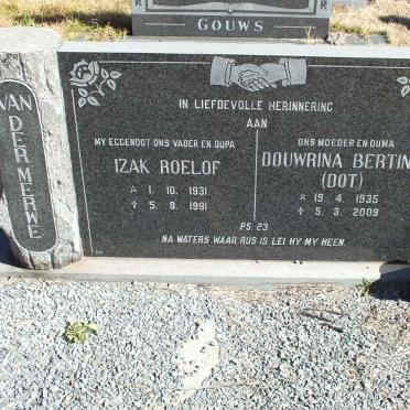 MERWE Izak Roelof, van der 1931-1991 &amp; Douwrina Bertina 1935-2009