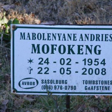MOFOKENG Mabolenyane Andries 1954-2008
