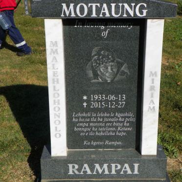 MOTAUNG Mmalehlohonolo Miriam nee RAMPAI 1933-2015