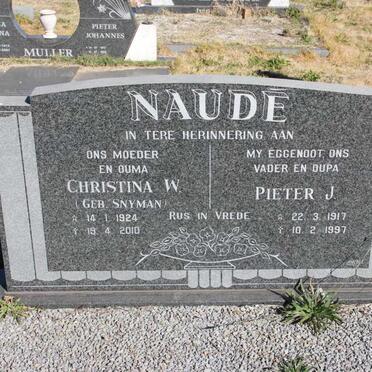 NAUDE Pieter J. 1917-1997 &amp; Christina W. SNYMAN 1924-2010