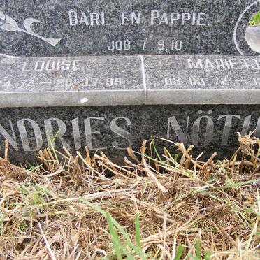 NÖTHNAGEL Andries 1949-1995 :: NÖTHNAGEL Louise 1974-1999 :: NÖTHNAGEL Marietjie 1972-2003