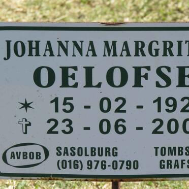 OELOFSE Johanna Margritha 1923-2009