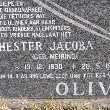 OLIVIER Koos 1928-2001 &amp; Hester Jacoba MEIRING 1930-1989