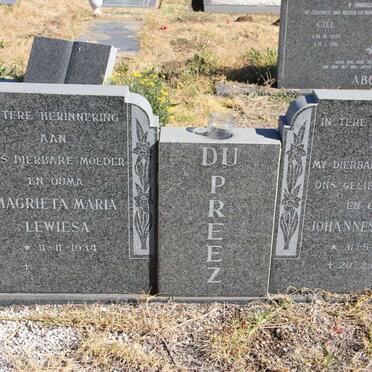 PREEZ Johannes Petrus, du 1927-1991 &amp; Magrieta Maria Lewiesa 1934-