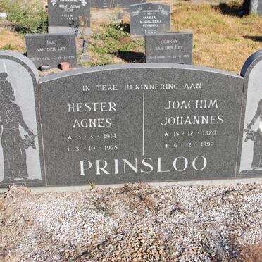 PRINSLOO Joachim Johannes 1920-1992 &amp; Hester Agnes 1914-1978