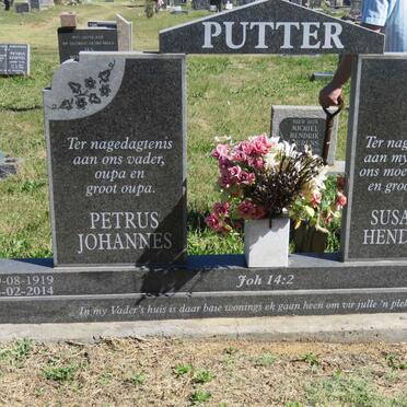 PUTTER Petrus Johannes 1919-2014 &amp; Susanna Hendrina 1923-2007