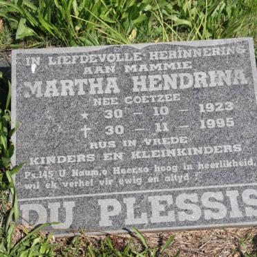 PLESSIS Martha Hendrina, du nee COETZEE 1923-1995