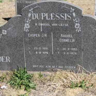 PLESSIS Casper J.H., du 1891-1978 &amp; Rachel Cornelia 1903-1976