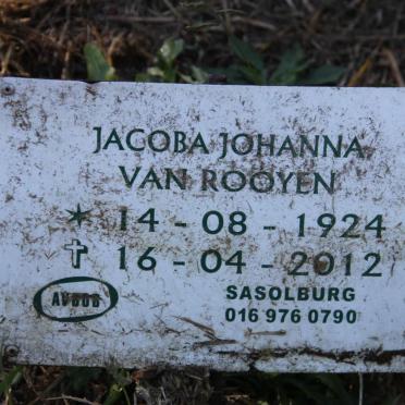 ROOYEN Jacoba Johanna, van 1924-2012