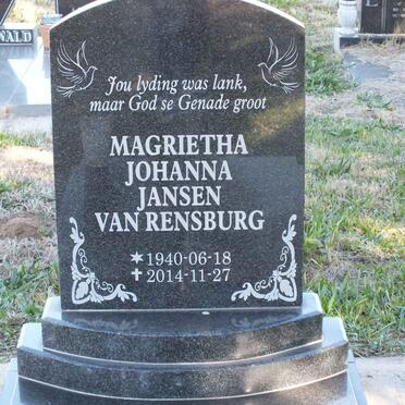 RENSBURG Magrietha Johanna, Jansen van 1940-2014