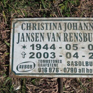 RENSBURG Christina Johanna, Jansen van 1944-2003