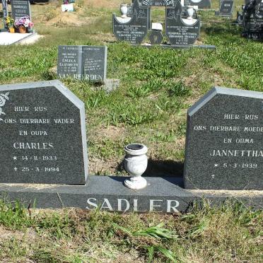 SADLER Charles 1933-1994 &amp; Jannettha 1939-