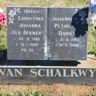 SCHALKWYK Johannes Petrus Daniel, van 1943-2008 &amp; Christina Johanna BEKKER 1945-1993
