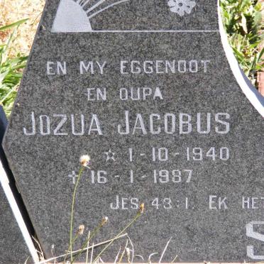 SENEKAL Jozua Jacobus 1940-1987 &amp; Susanna Carolina DE RU 1943-