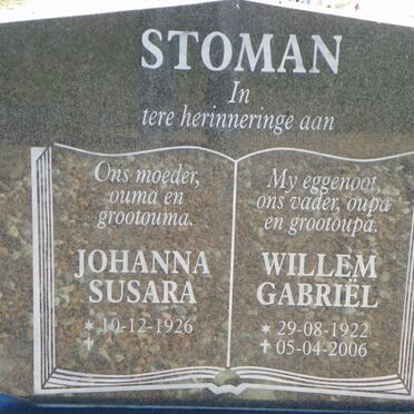 STOMAN Willem Gabriël 1922-2006 &amp; Johanna Susara 1926-