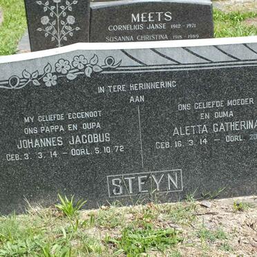STEYN Johannes Jacobus 1914-1972 &amp; Aletta Catherina 1914-2007