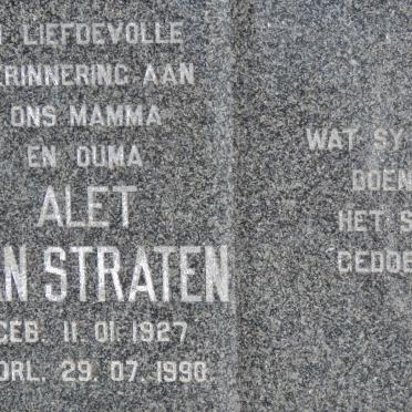 STRATEN Willie, van 1930-1982 &amp; Alet 1927-1990