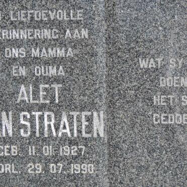 STRATEN Willie, van 1930-1982 &amp; Alet 1927-1990