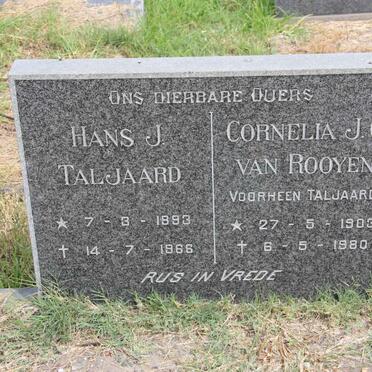 TALJAARD Hans J. 1893-1966 &amp; Cornelia J.G. VAN ROOYEN 1903-1980